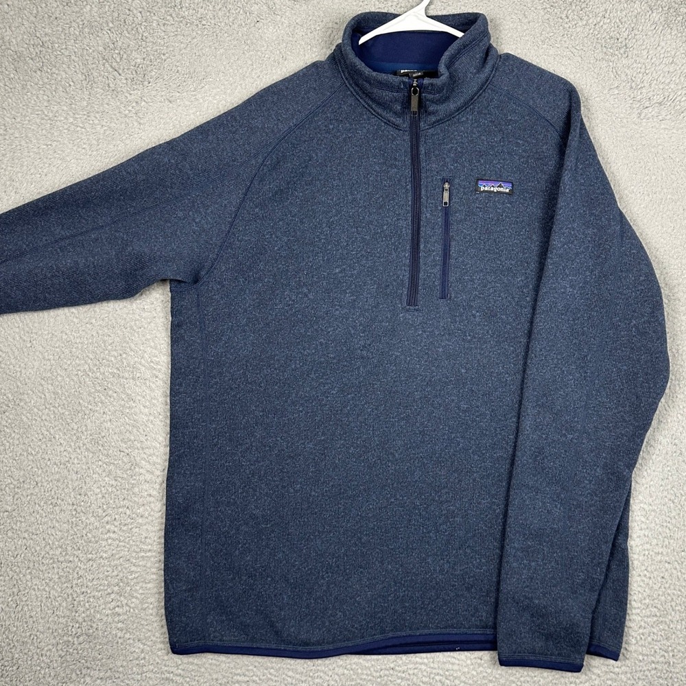 Patagonia Better Sweater Mens XL Navy Blue Quarter Zip Pullover Mock Neck EUC